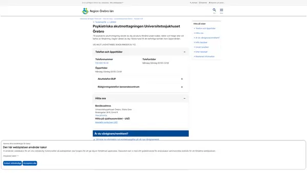 Psykiatriska akutmottagningen Universitetssjukhuset Örebro, Örebro