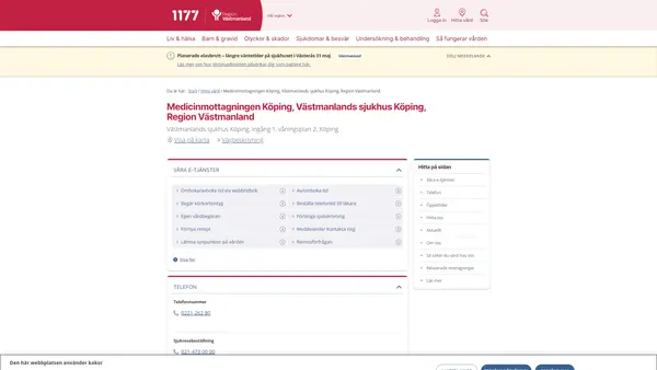 Medicinmottagningen Köping, Västmanlands sjukhus Köping, Region Västmanland