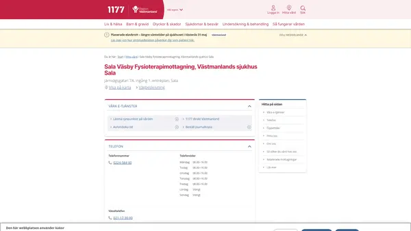 Sala Väsby Fysioterapimottagning, Västmanlands sjukhus Sala