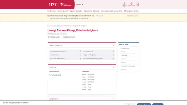 Urologi Ainnova Kirurgi, Privata vårdgivare