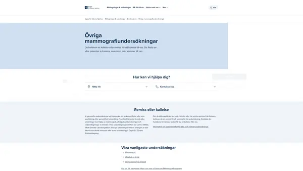 Bröstcentrum Mammografi remiss, Capio S:t Görans Sjukhus